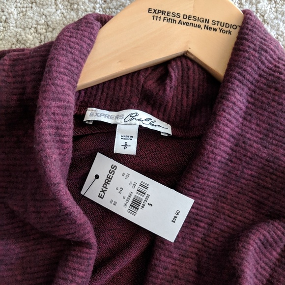 Express Sweaters - Express One Eleven Red Wine Heathered Cowl Tunic